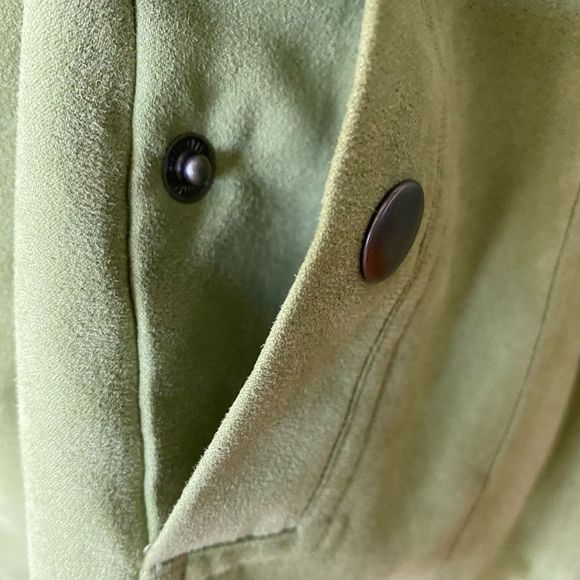 Studio Works Faux Suede Jacket  Women’s 14 Lime Green Outerwear Pockets Zipper - Picture 6 of 9